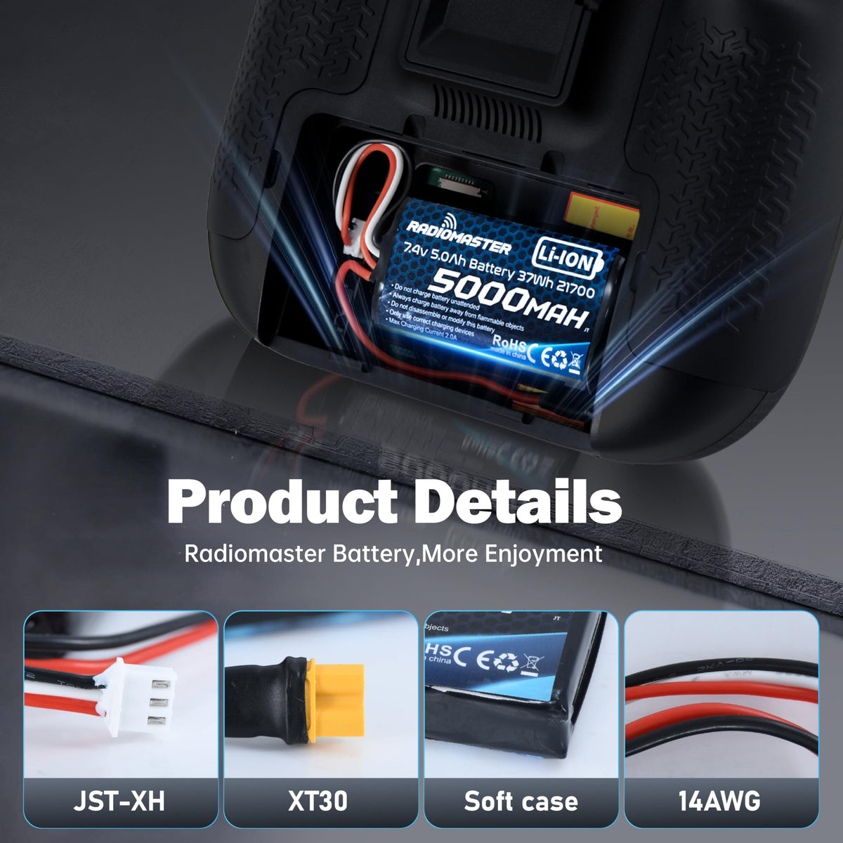 STARDRONE battery dimensions fit TX controllers compactly