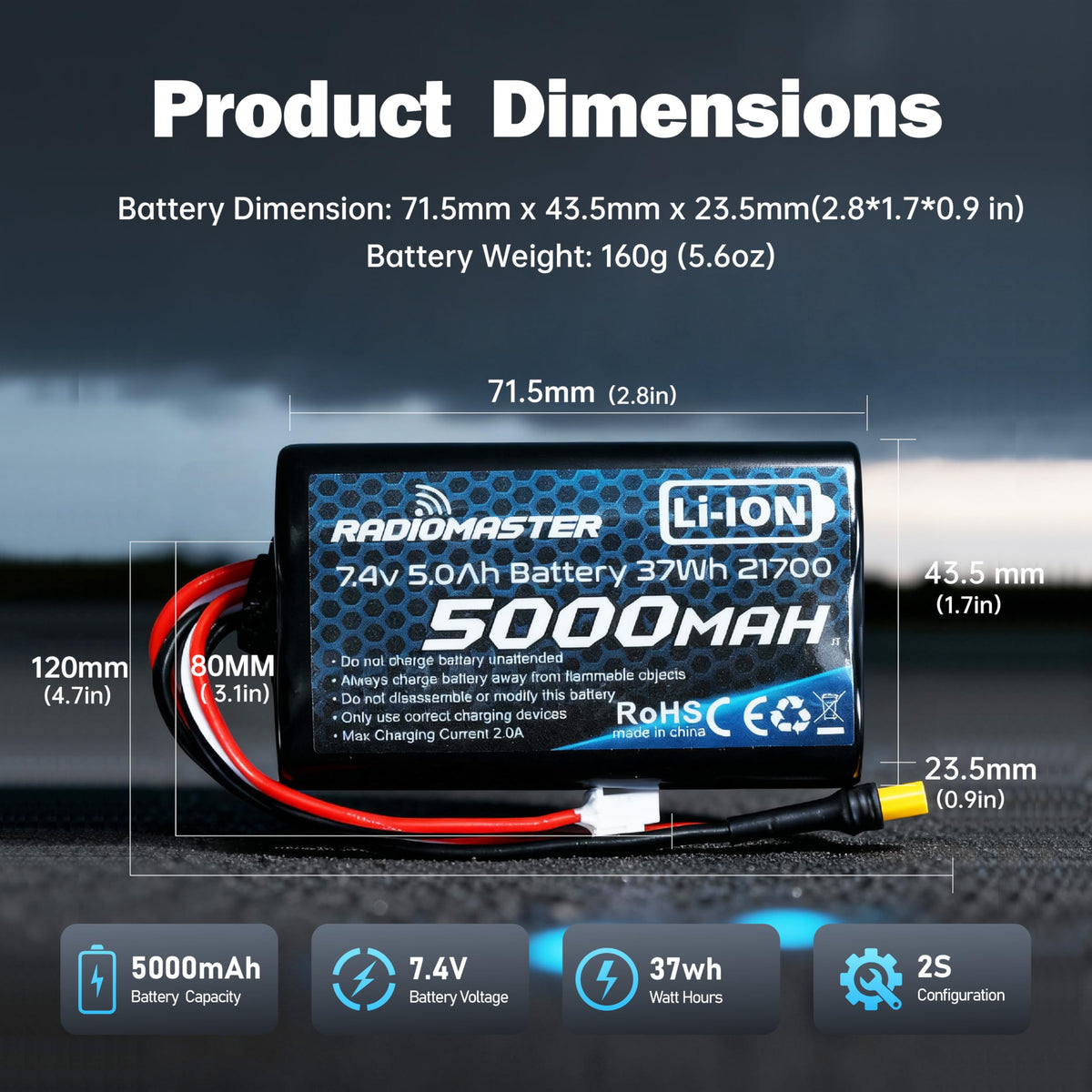STARDRONE battery JST-XH and XT30 connectors enabling quick, secure connections