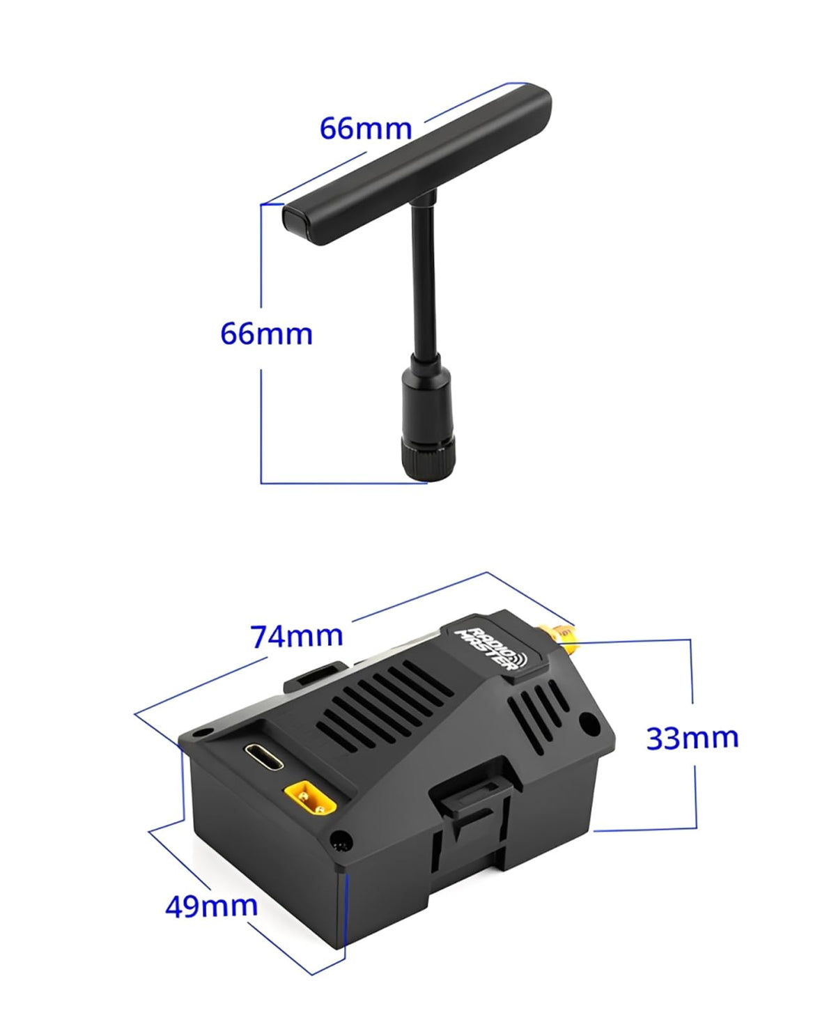 STARDRONE Ranger Micro compatibility with RadioMaster radios illustrated in layout.