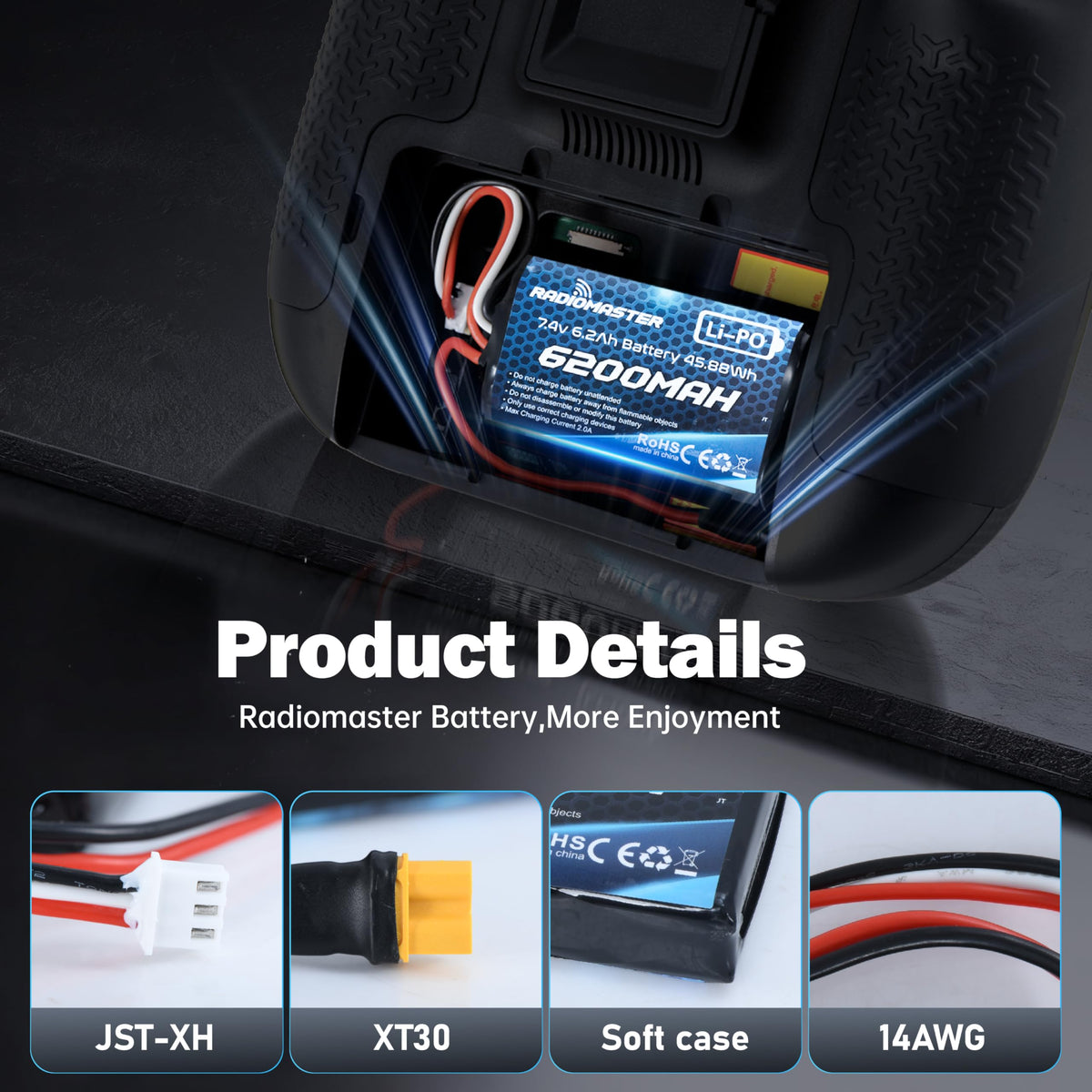 STARDRONE dual-connector design allows easy connection to Boxer and TX16S devices.