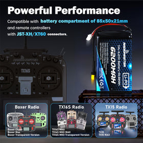 STARDRONE 6200mAh battery compact size fits Radiomaster without adding bulk.