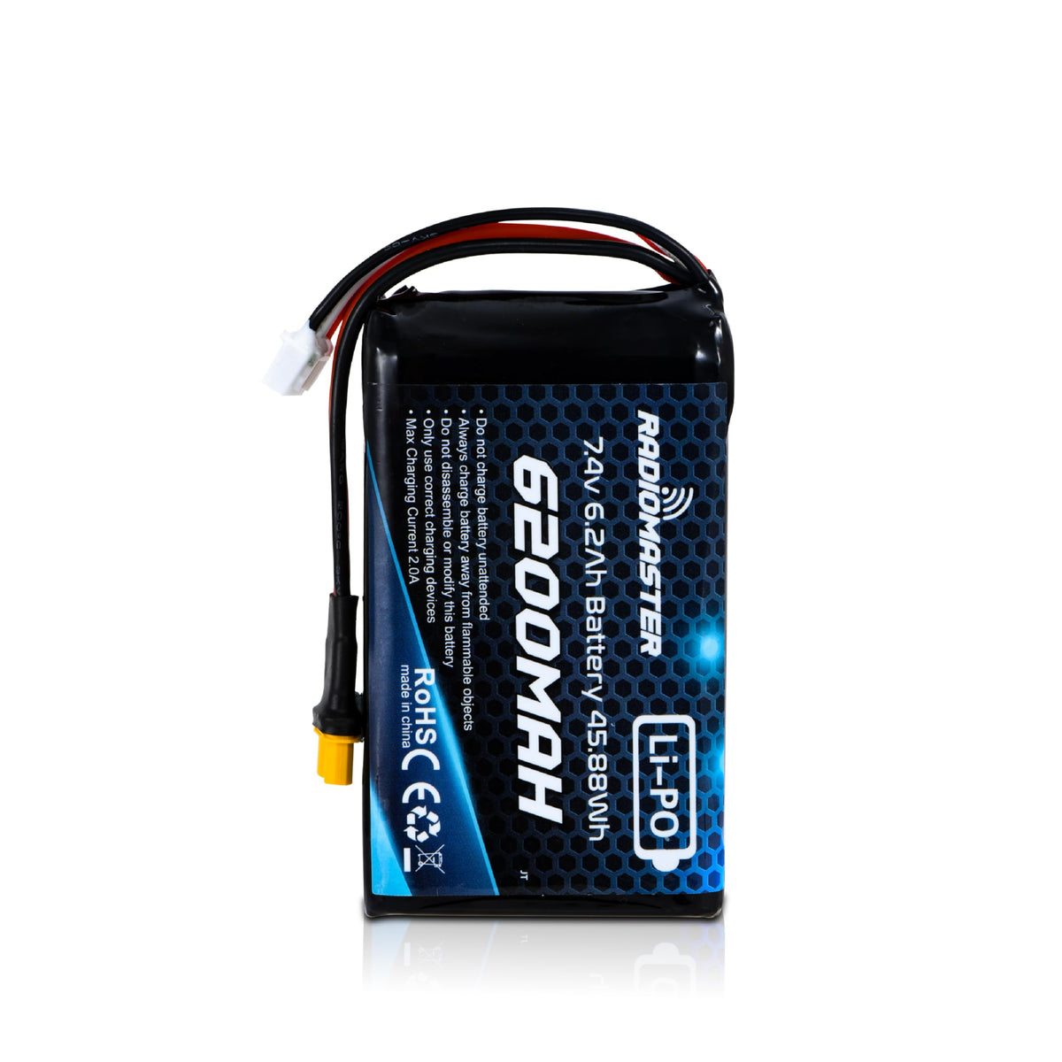 STARDRONE Radiomaster 6200mAh battery with XT30 and JST-XH plugs for quick connections.