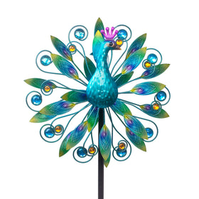 Stargarden Peacock Wind Spinner 58inch adds color and motion to your garden.
