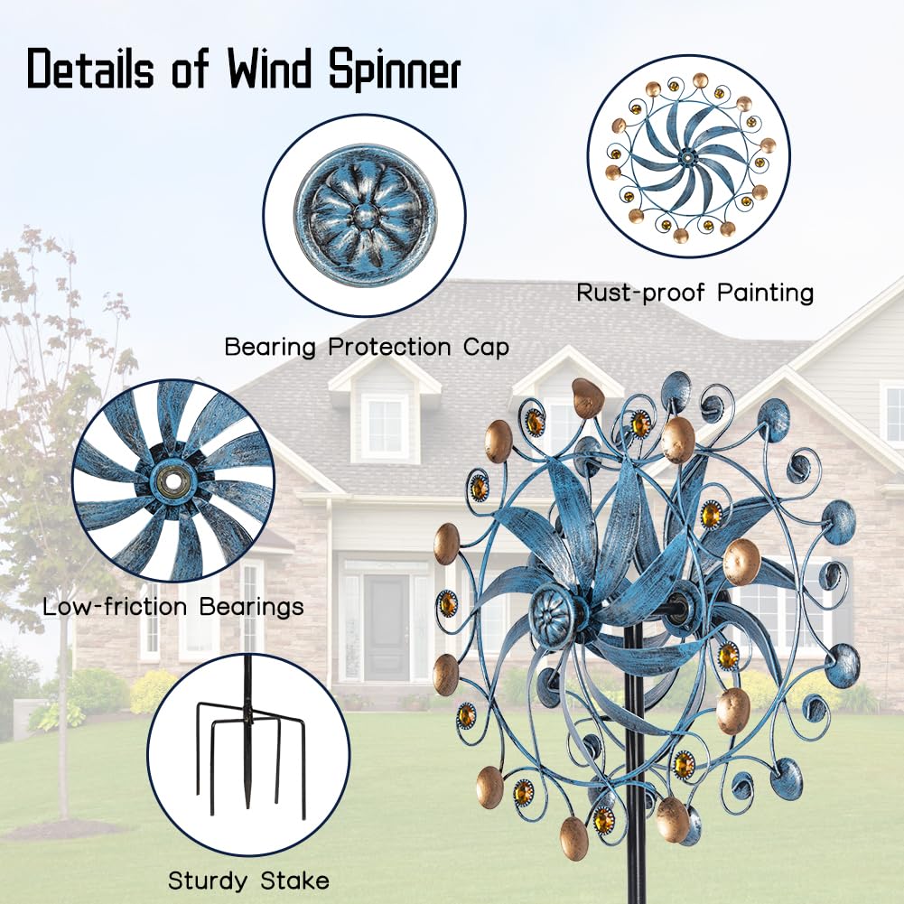 Stargarden kinetic windmill with sealed bearings for all-weather spinning