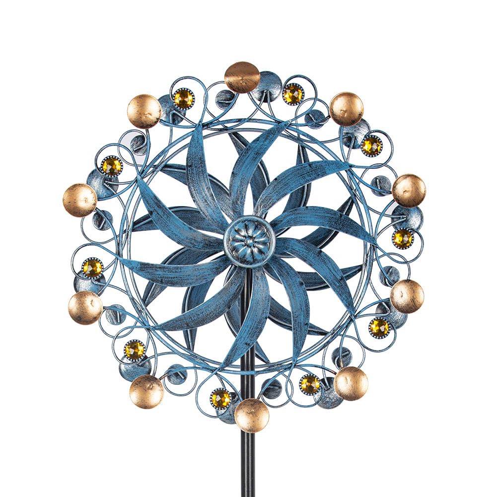 Stargarden wind-spinner retro metal with blue blades for vibrant yard decor