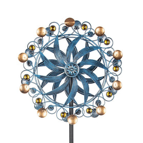 Stargarden wind-spinner retro metal with blue blades for vibrant yard decor