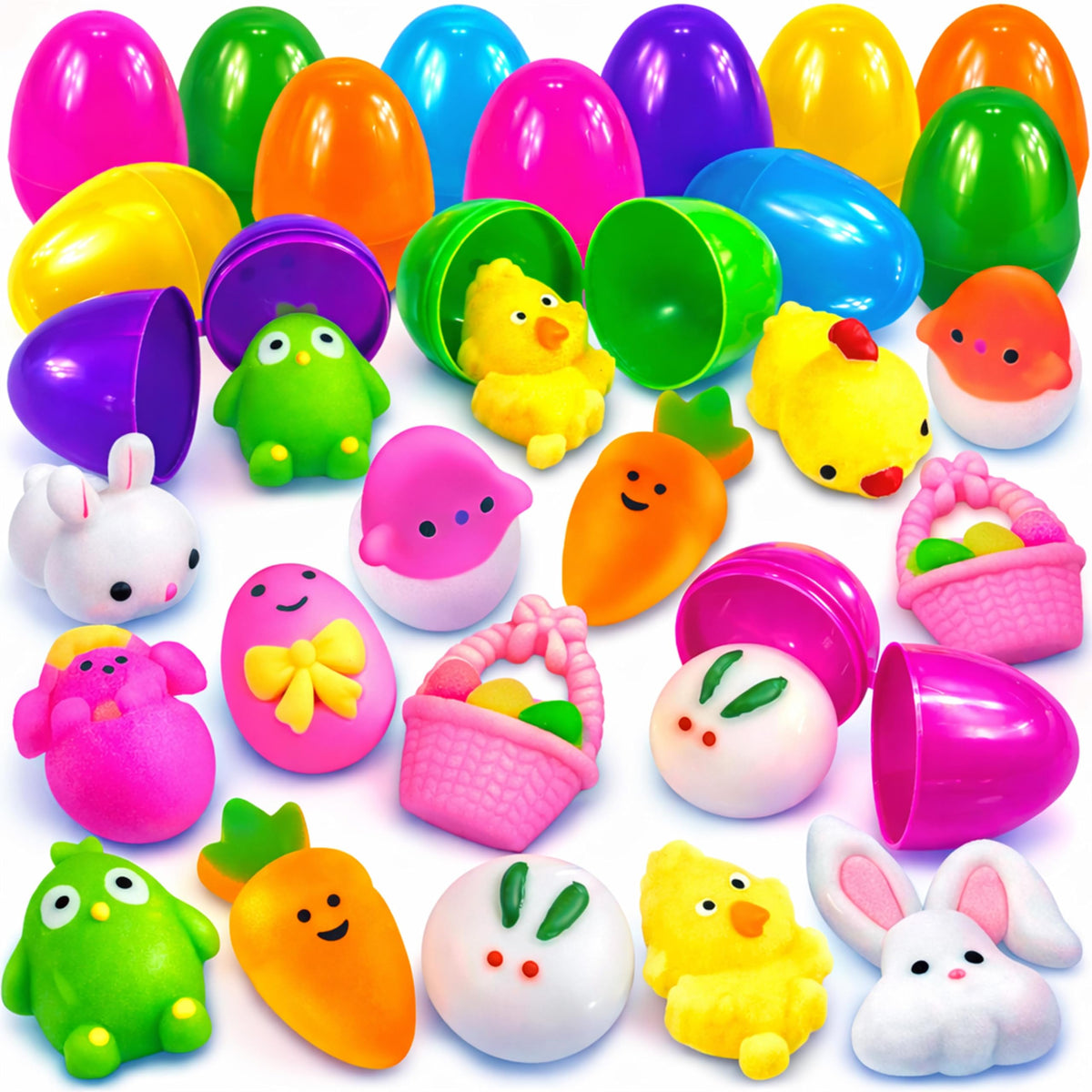 Stargo Easter eggs 36-pack with mochi squishies for sensory play and hours of fun