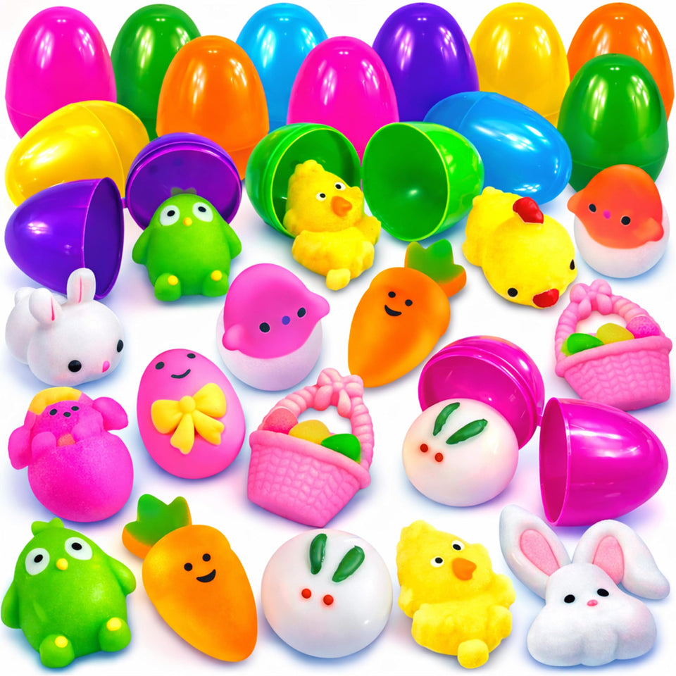 Stargo Easter eggs 36-pack with mochi squishies for sensory play and hours of fun