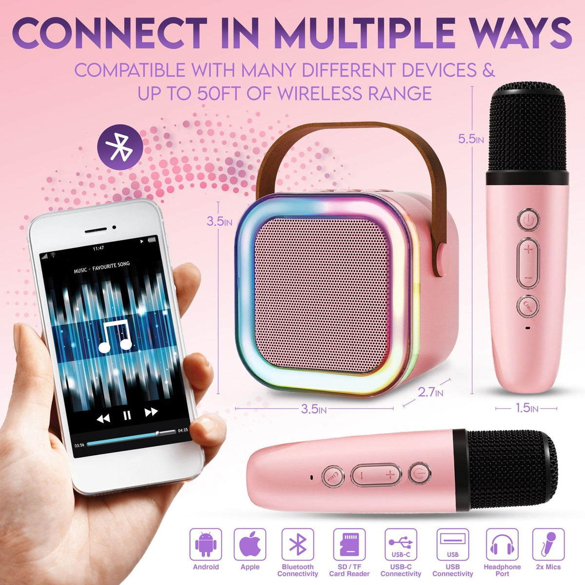 Stargo with two wireless microphones for duets and playful voice effects