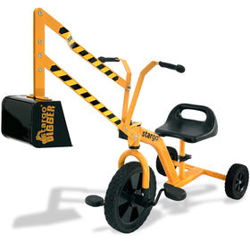 Stargo kids excavator sand digger tricycle in a park, ready for outdoor play