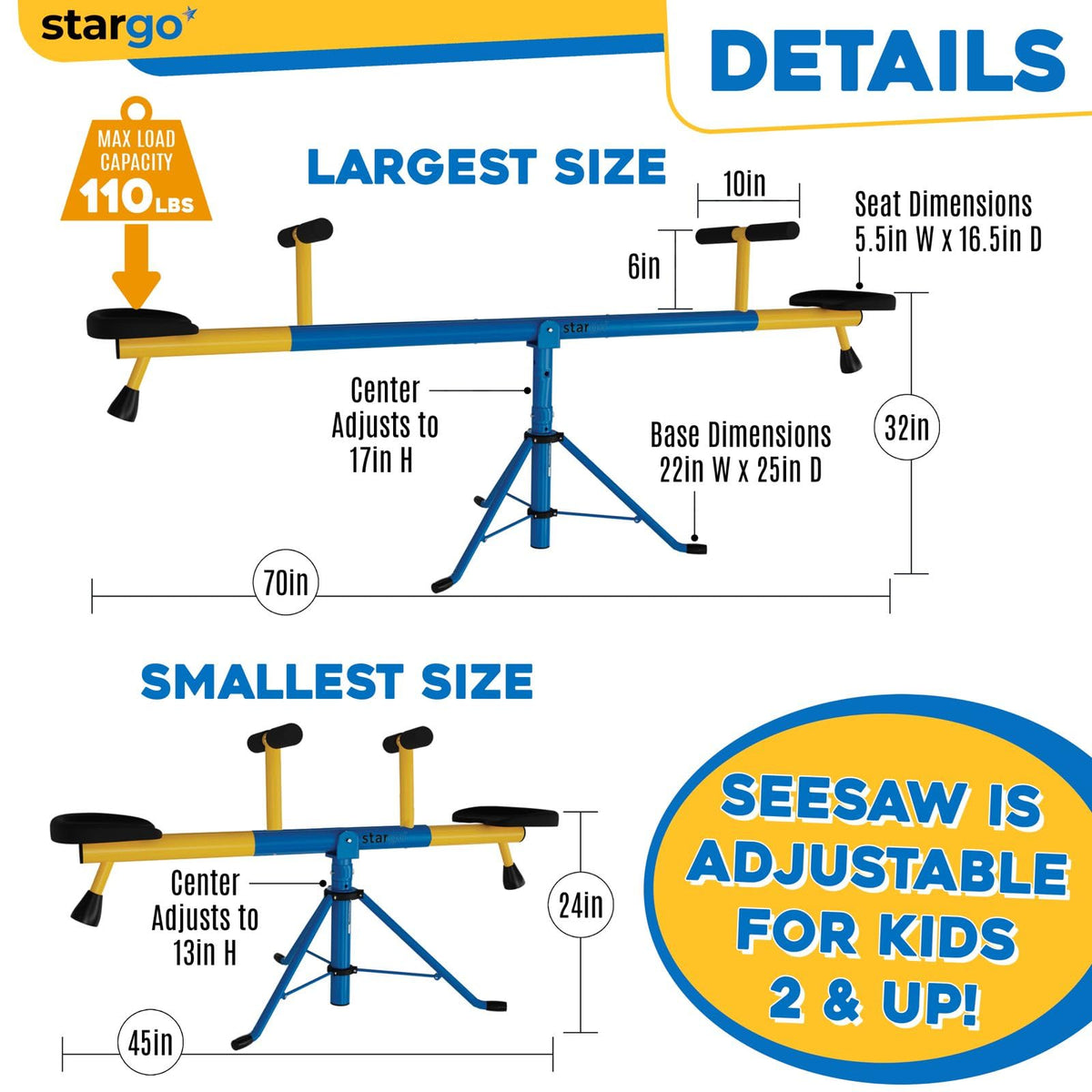 Stargo teeter totter 360-degree-rotation creates engaging spins for active kids.
