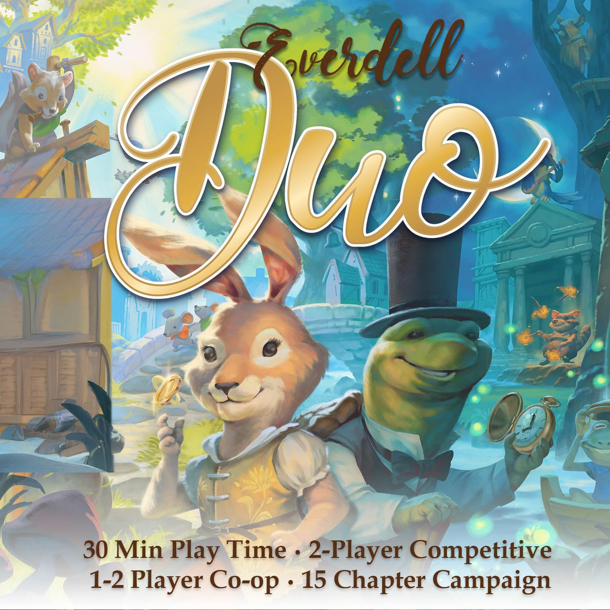 Meeples and critters in Everdell Duo enrich woodland strategy and tactile play