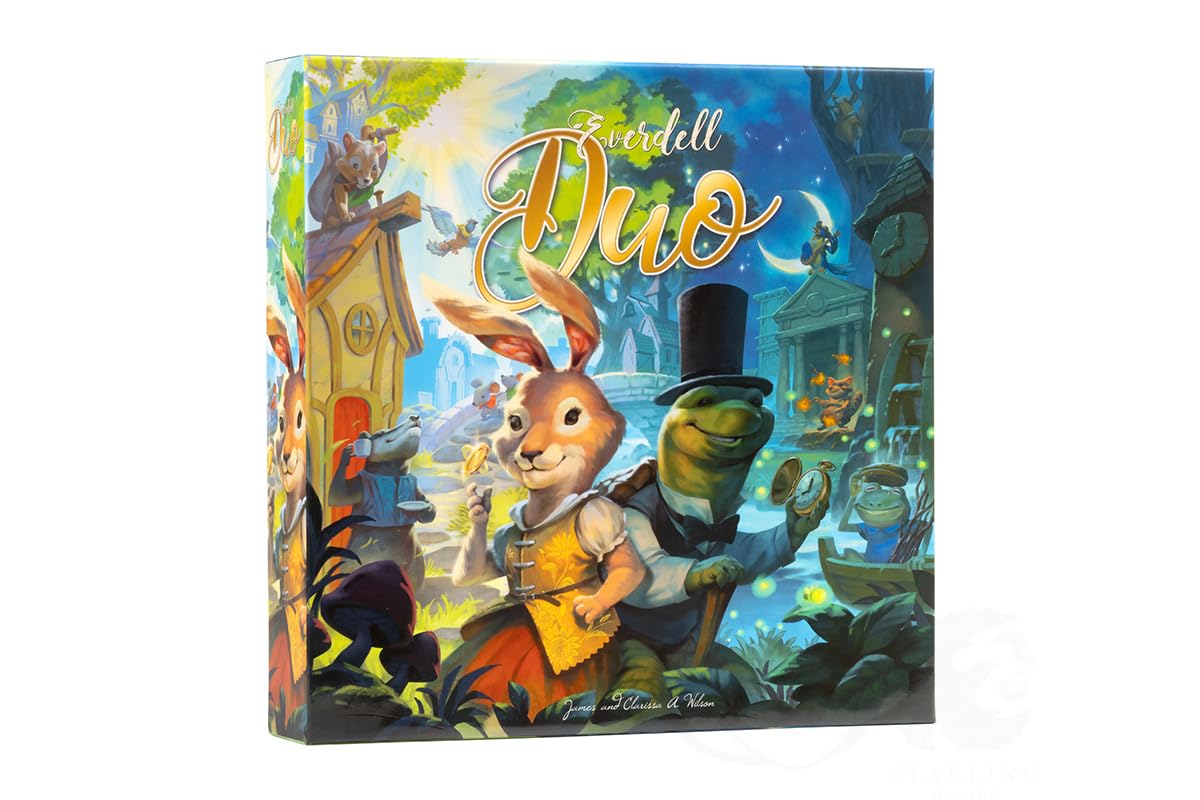 Starling Games Everdell Duo standalone setup showing compact two-player play area for quick sessions