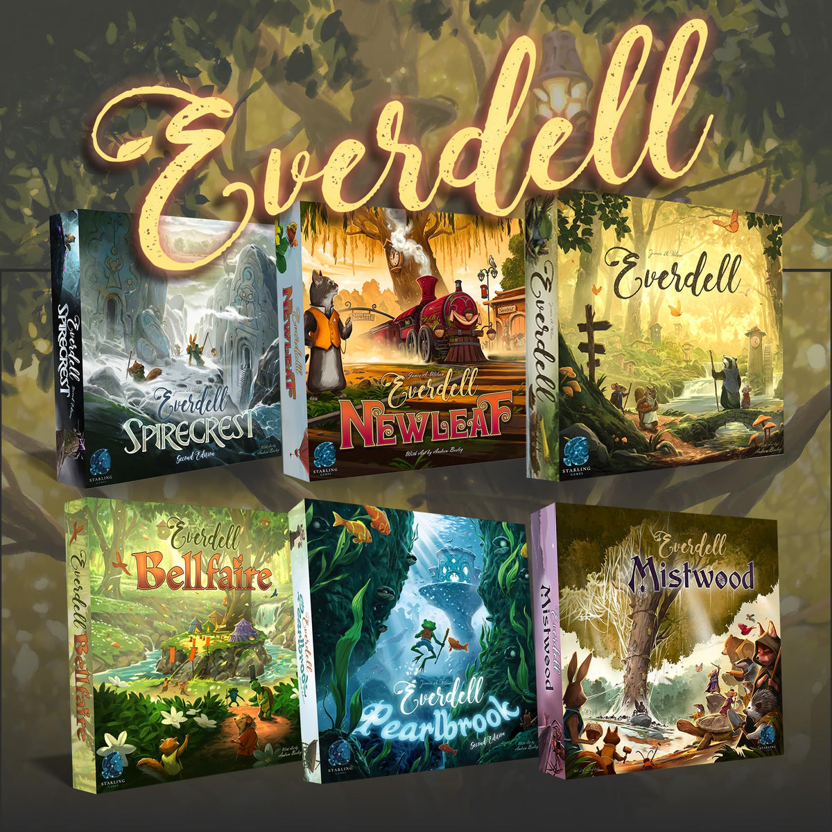 Starling Games Everdell upgraded critter meeples on the map