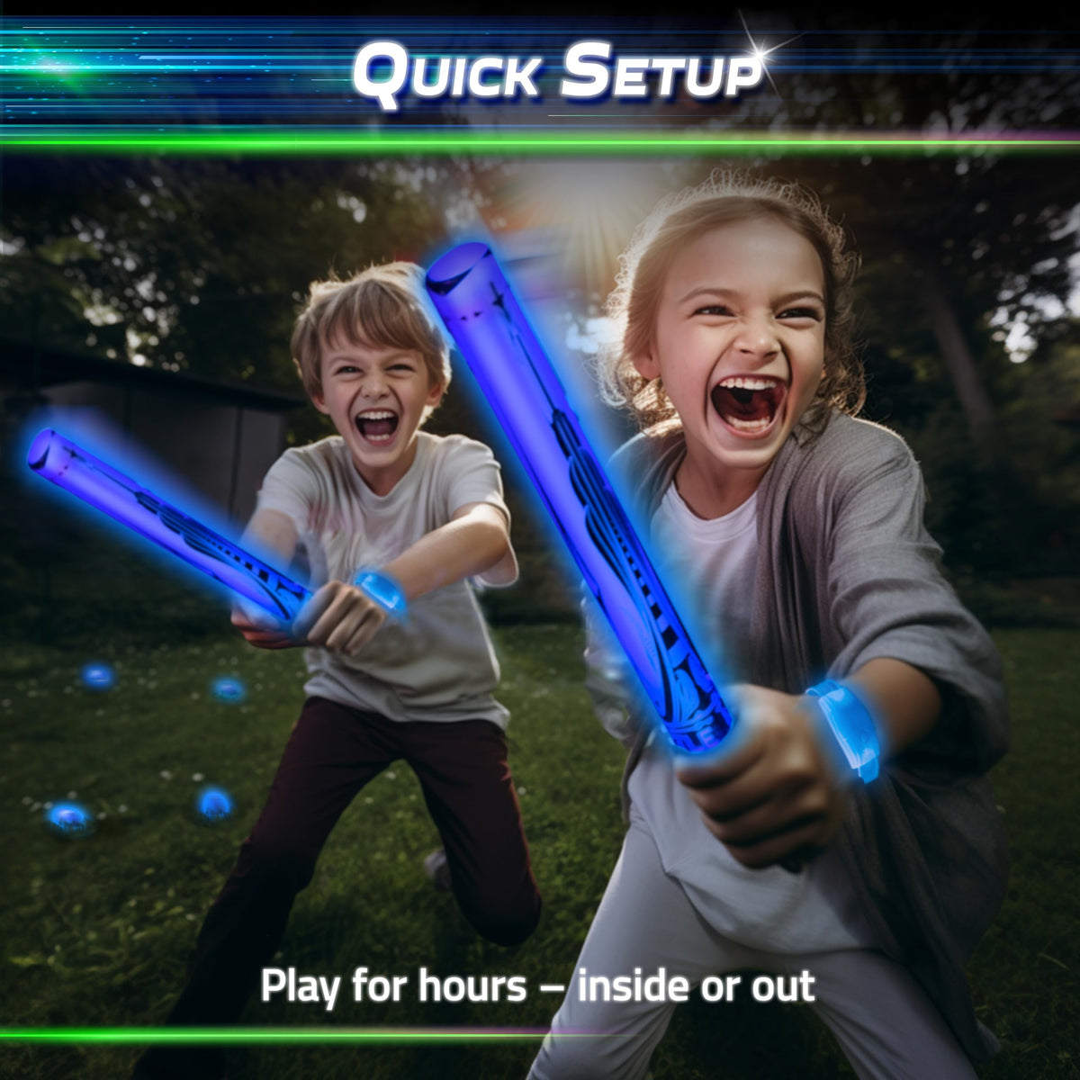 Starlux Glow Battle glowing swords illuminate a night game