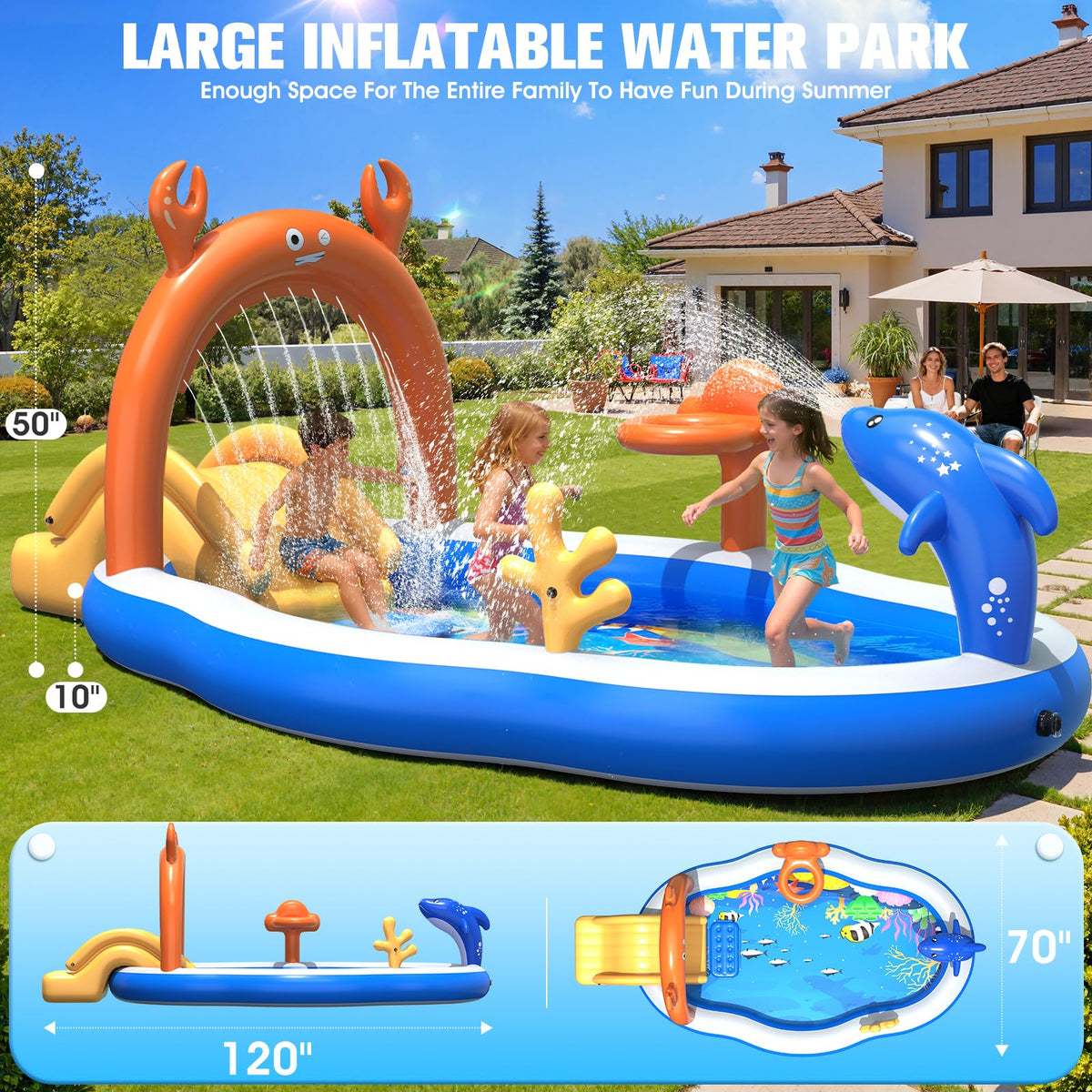 StarOcean 2026 large inflatable play center side slide for at-home water play
