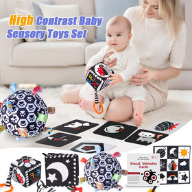 Starrykids black and white baby rattle soccer ball with gentle bell sound for engagement