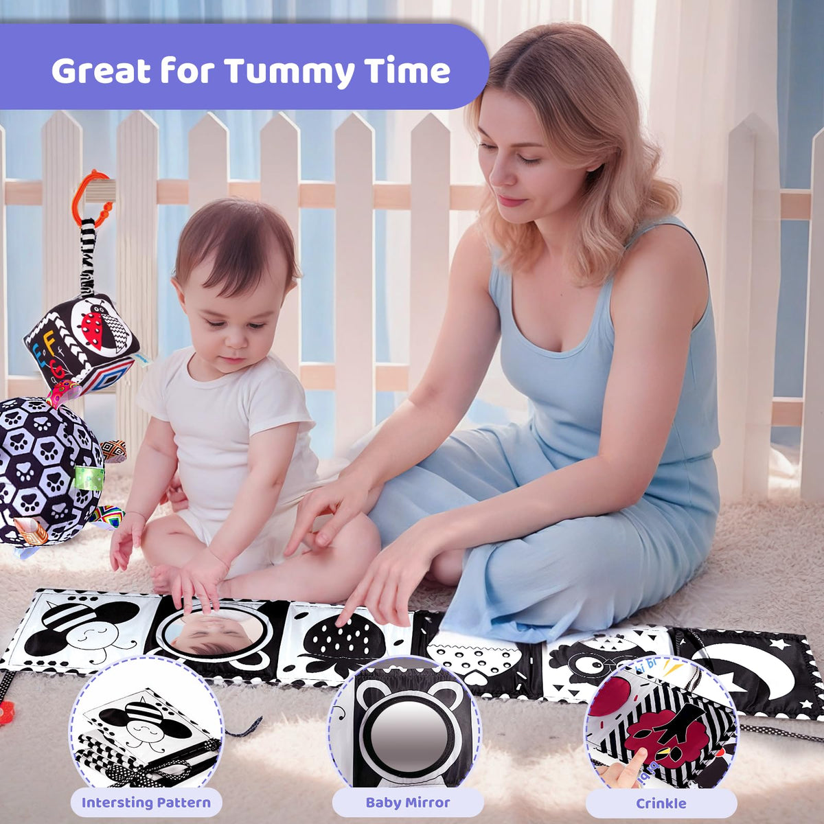 Starrykids black-white visual cards with high-contrast patterns for focus