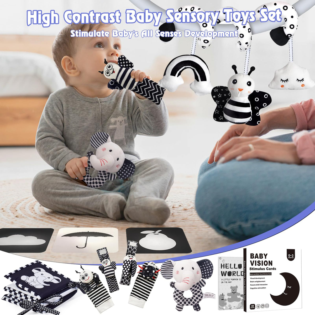 Starrykids BW soft-pages baby book for tactile exploration and visual engagement.