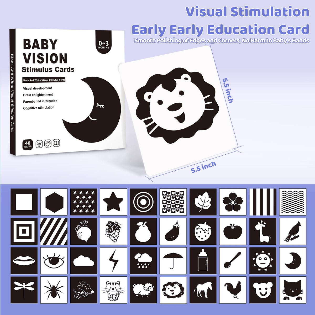 Starrykids BW baby toy set showcasing a complete black and white sensory collection.
