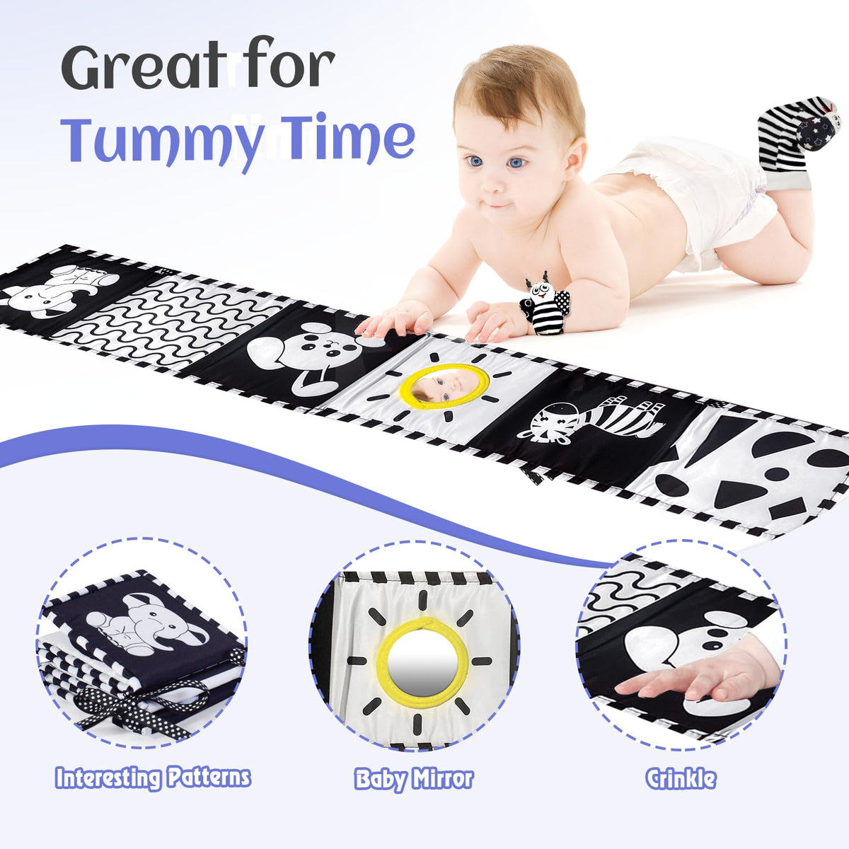 Starrykids BW wrist and sock rattle encourages reach and listening.