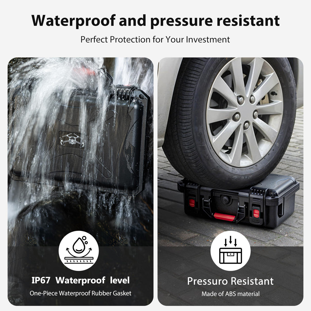 STARTRC PHOTO hard-shell case with EVA liner delivers IP67 waterproof protection.