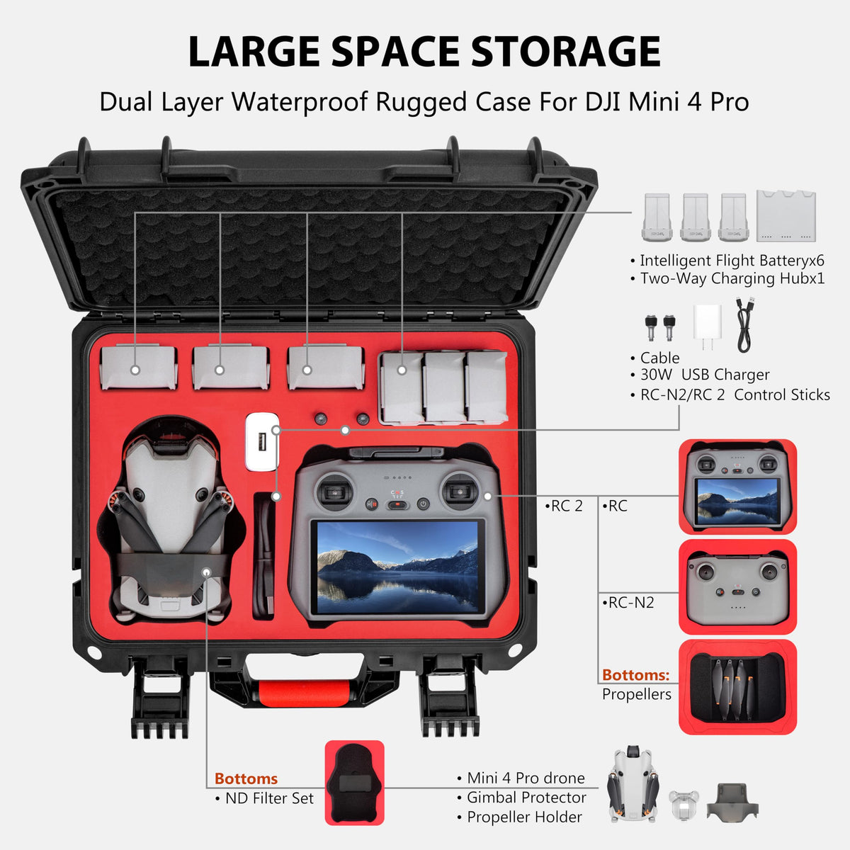 STARTRC PHOTO Mini 4 Pro case with 1:1 mold design protects contents during transport.