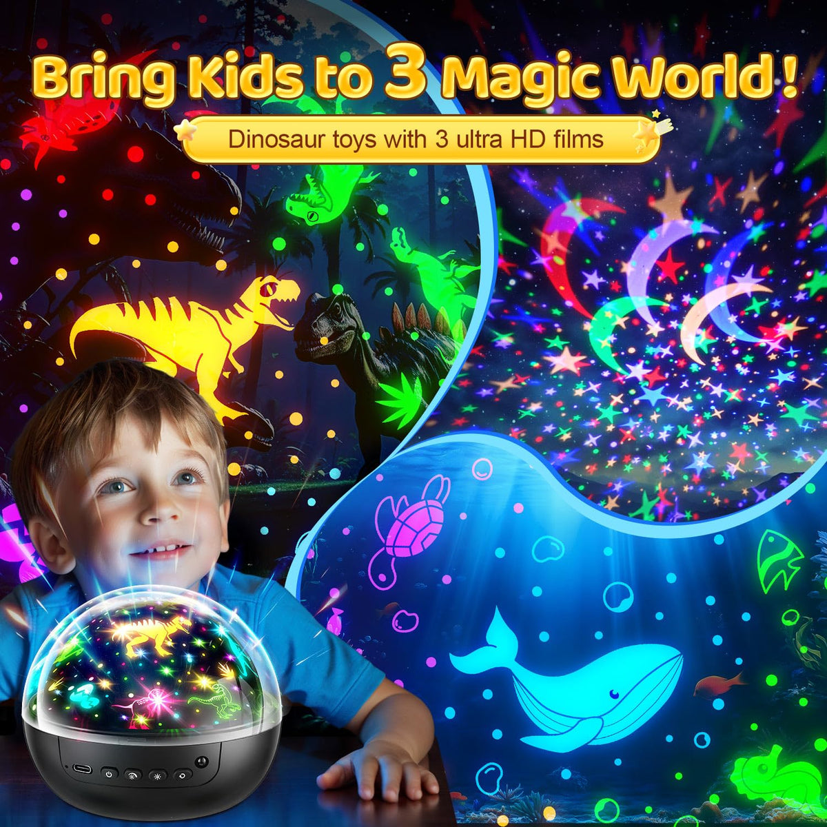 Staryou dino lamp with adjustable brightness for cozy nighttime reading.