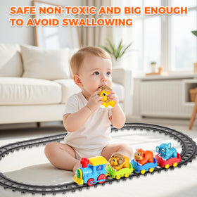 Stay Fun elephant car on track for colorful story moments.