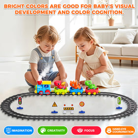 Stay Fun train set built with safe, durable plastic and rounded edges