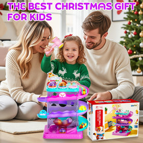 Stay Fun 2-in-1 rolling ball car ramp mini cars in motion on track