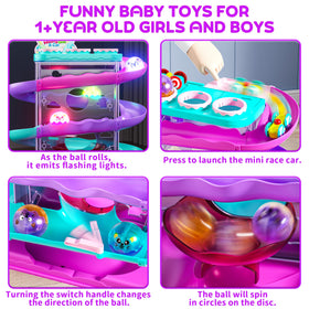 Stay Fun 2-in-1 rolling ball hammer action closeup demonstrates cause-and-effect play