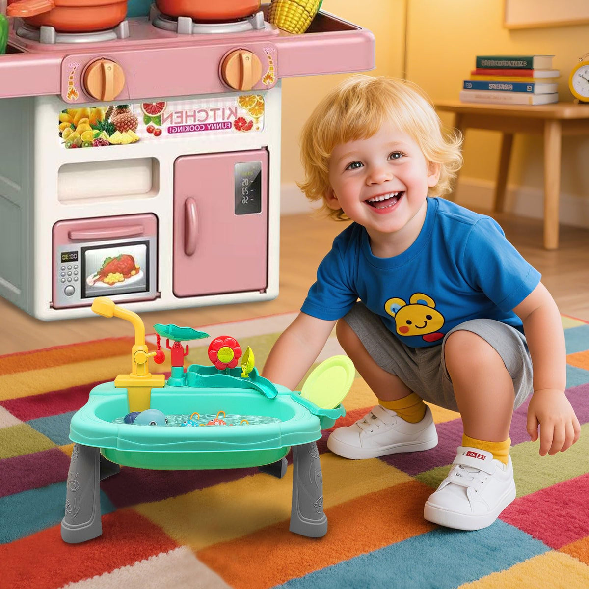 STBEIMEIMY floating turtle toy on the water table for imaginative play