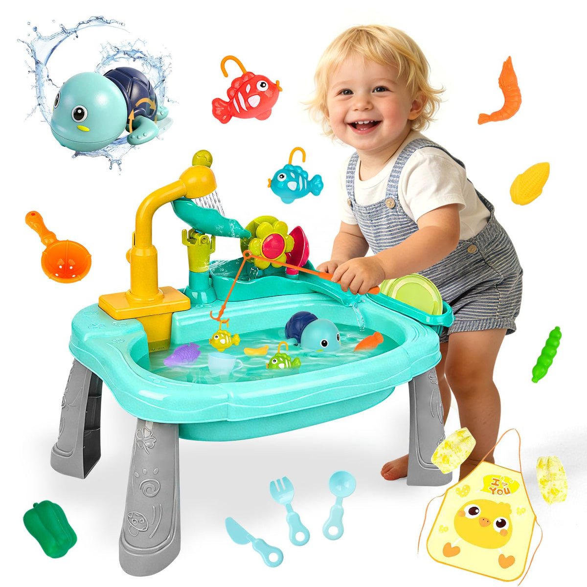 STBEIMEIMY mini water table with running water for sensory play and fine motor skills