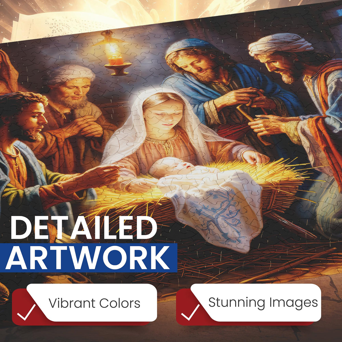 Steadfast Selections heavenly sunset with Bible verse puzzle for relaxing evenings.