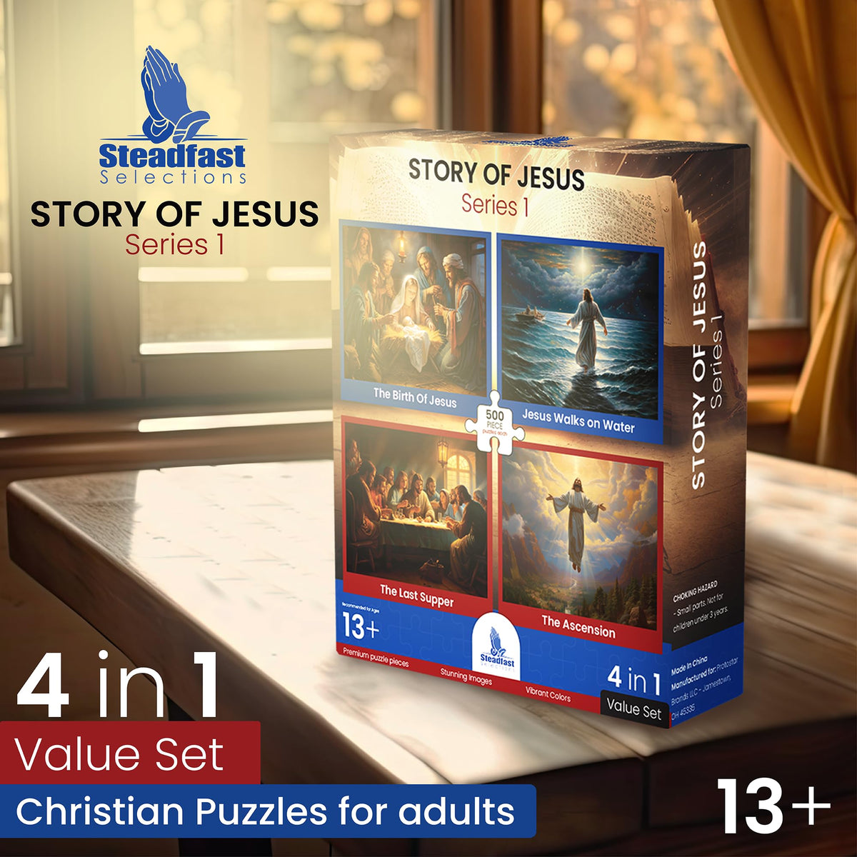 Steadfast Selections sacred mountain scene puzzle with verse for mindful worship moments.
