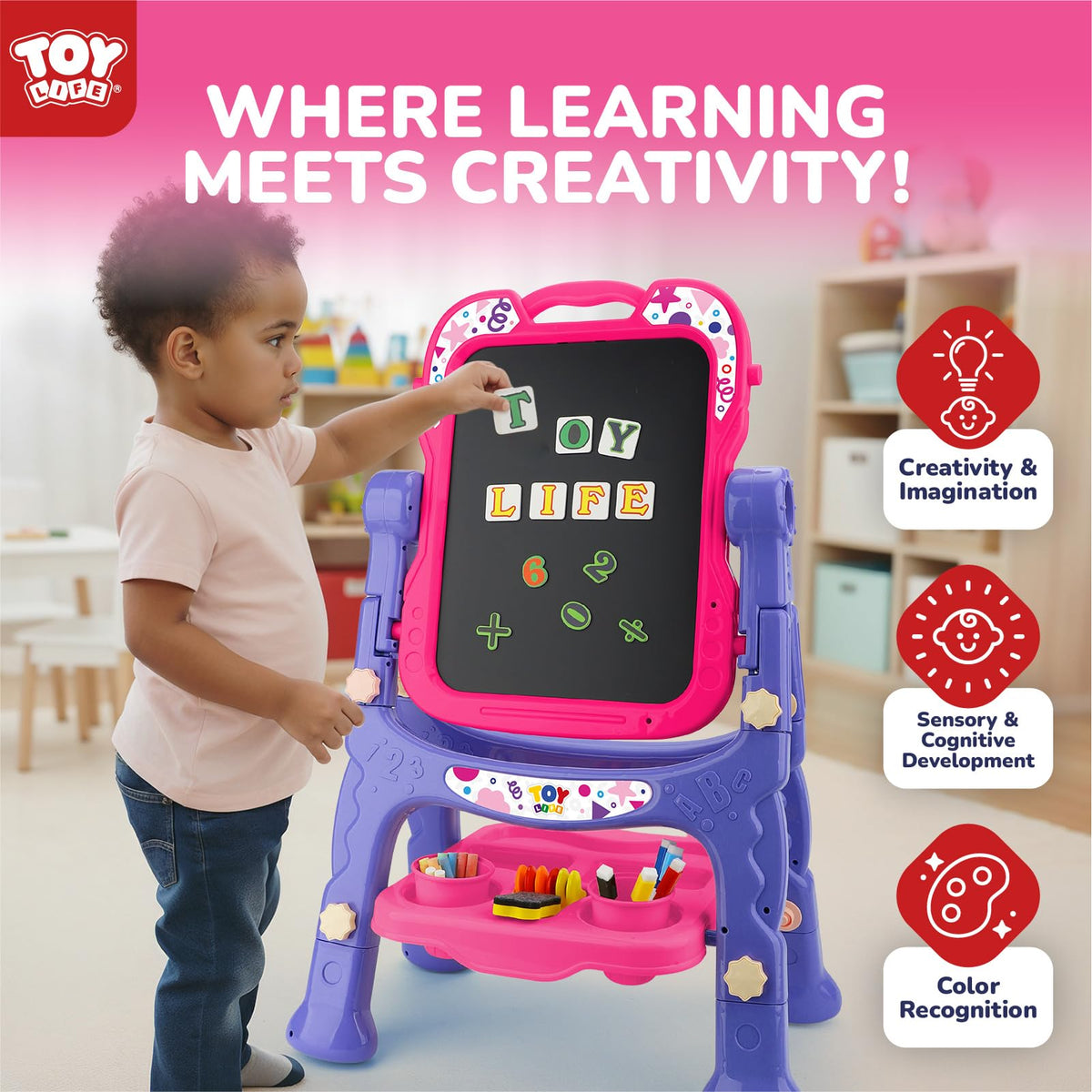 STEAM Life Art Easel includes dry erase eraser for quick cleanups