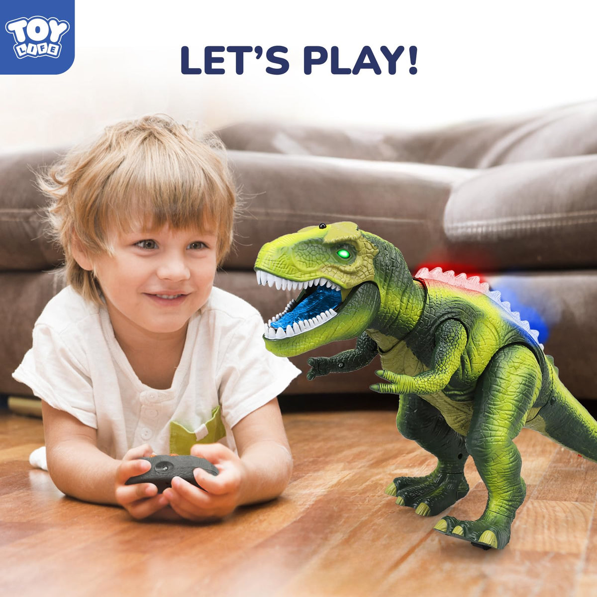 STEAM Life RC dinosaur packaging shown for gift-ready unboxing.