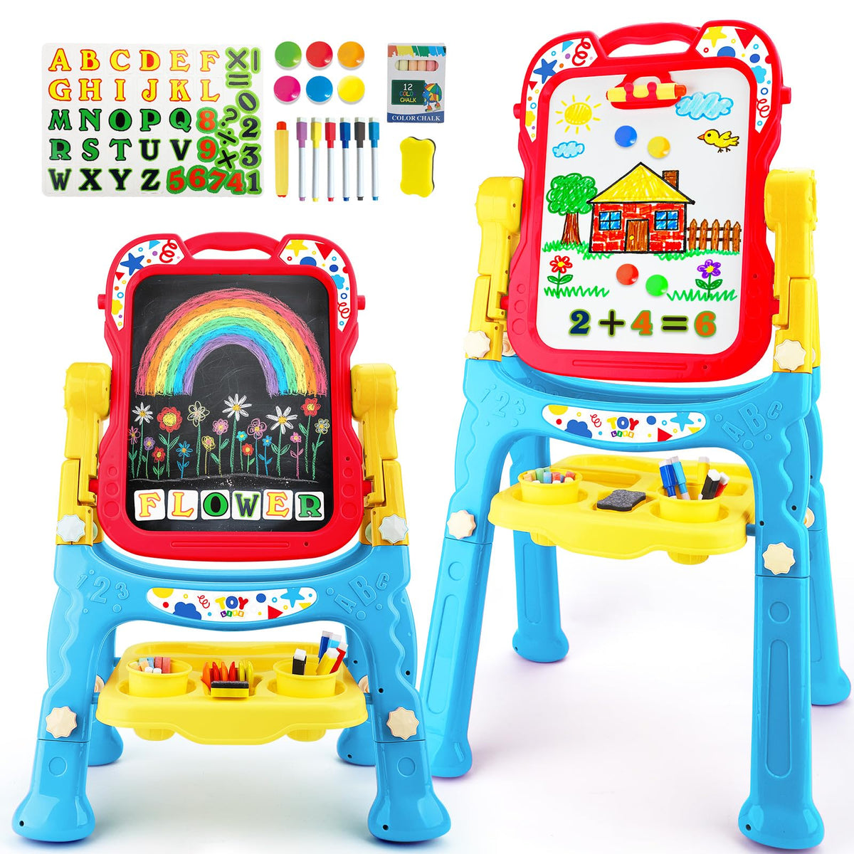STEAM Life Large Easel dual-sided chalkboard and whiteboard for collaborative art