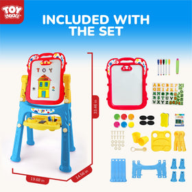 STEAM Life Large Easel comes with markers, chalk, and eraser for instant drawing