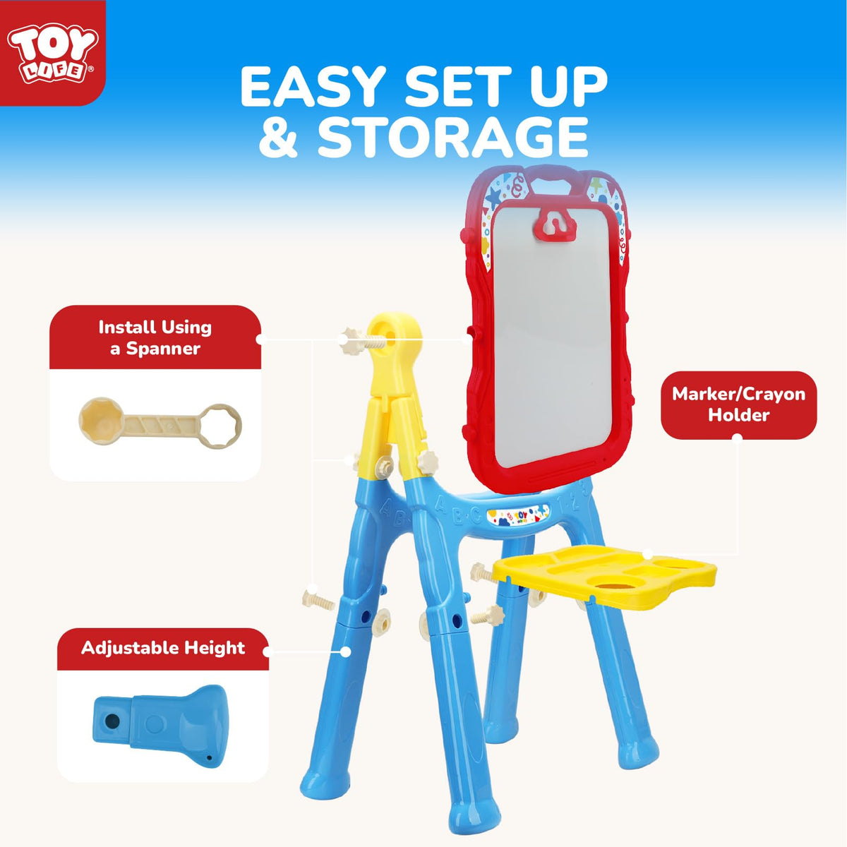 STEAM Life Large Easel is a sturdy, safe gift for toddlers and preschoolers