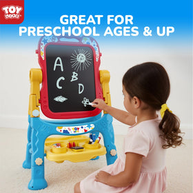 STEAM Life Large Easel supports two kids at once with a spacious two-sided setup