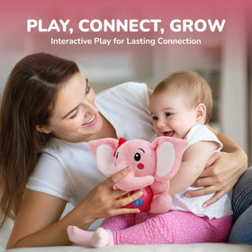 STEAM Life plush elephant pink portable size fits infant hands.