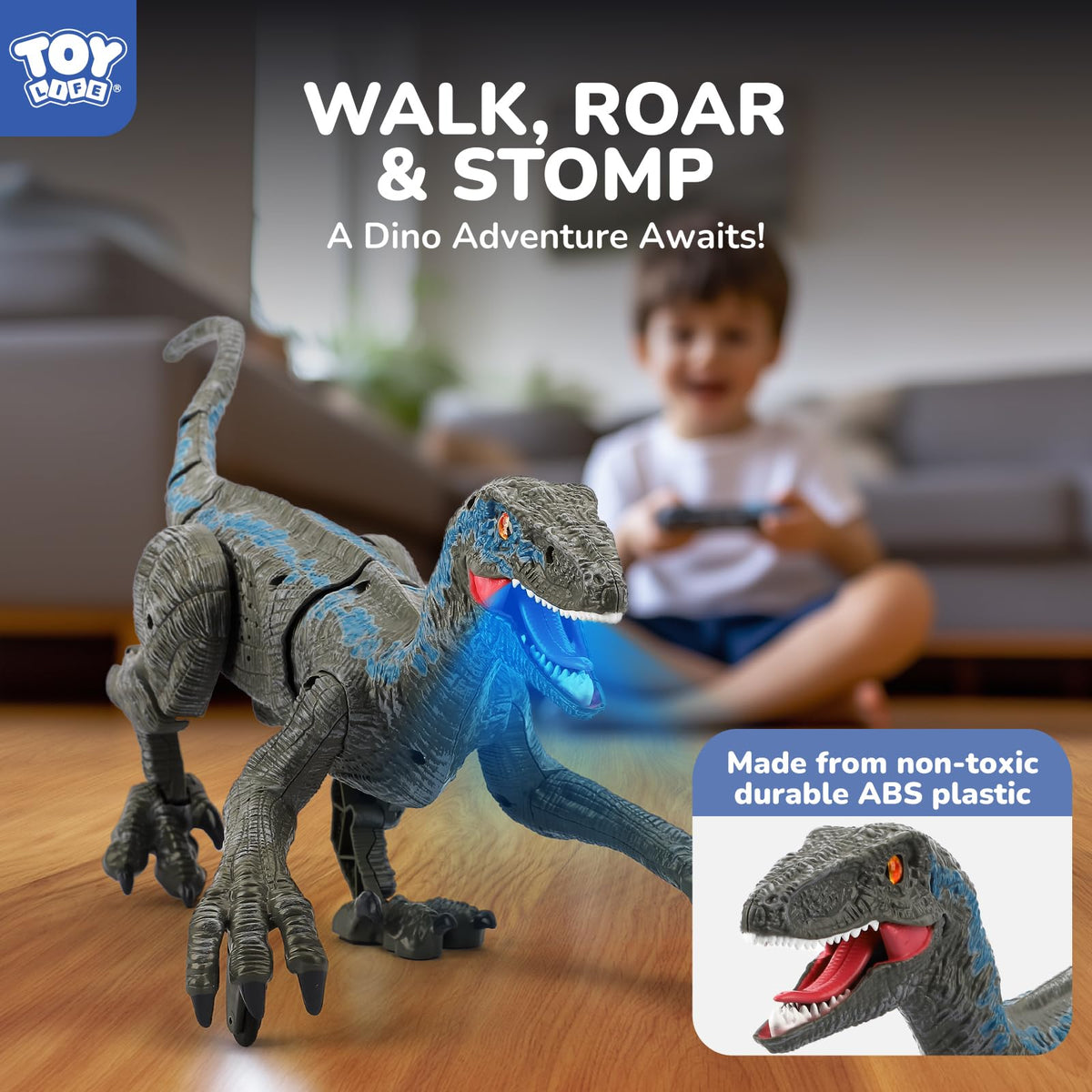 STEAM Life remote control lets kids steer the Velociraptor with ease.