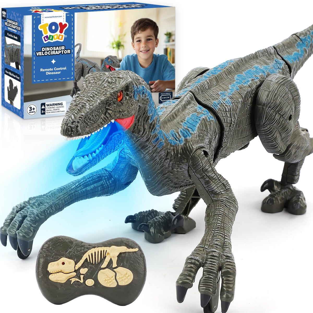STEAM Life Velociraptor walking toy boosts imaginative play with realistic movement.
