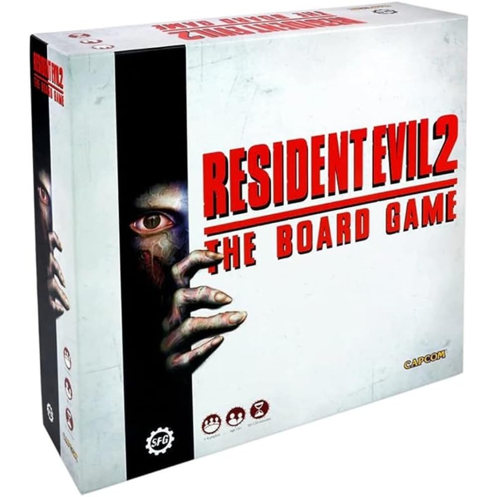 Steamforged's Resident Evil 2 board game cover with atmospheric art for immersive play.