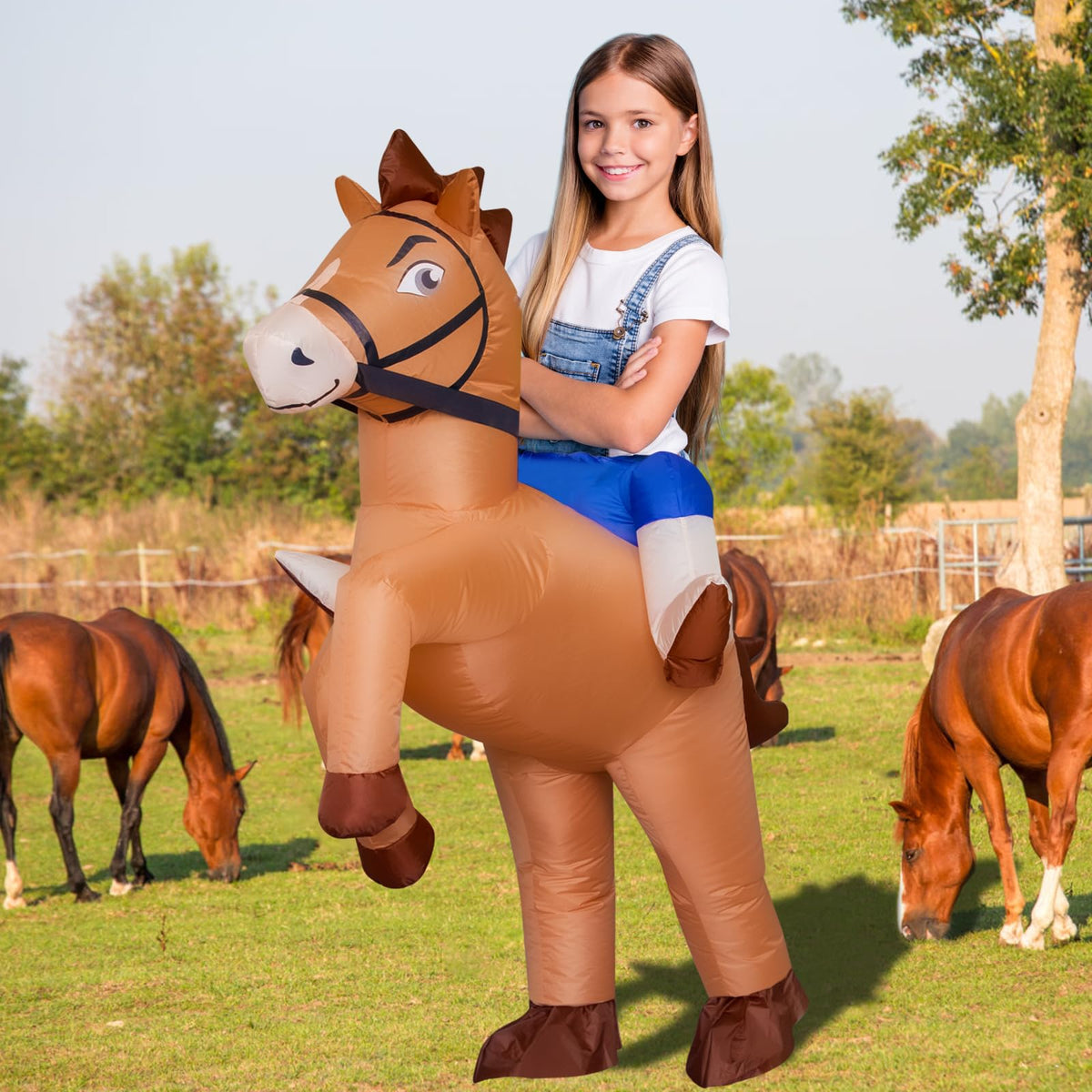 Stegosaurus inflatable horse costume fabric close-up highlighting durable polyester