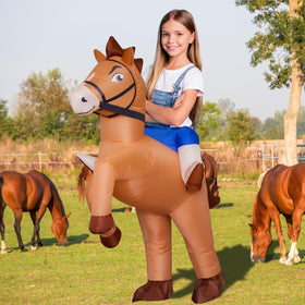Stegosaurus inflatable horse costume fabric close-up highlighting durable polyester