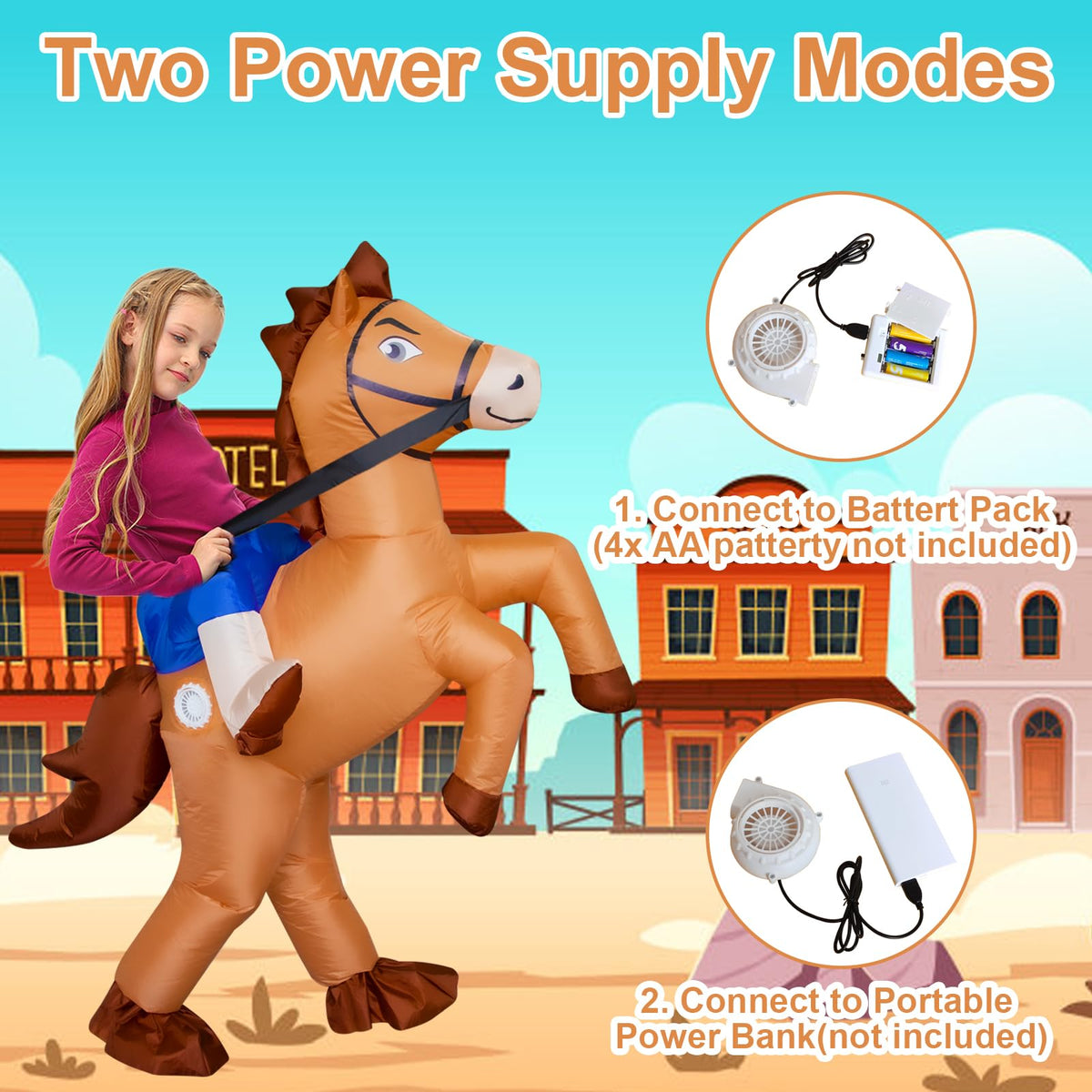 Stegosaurus inflatable horse costume quick-inflate design for fast setup