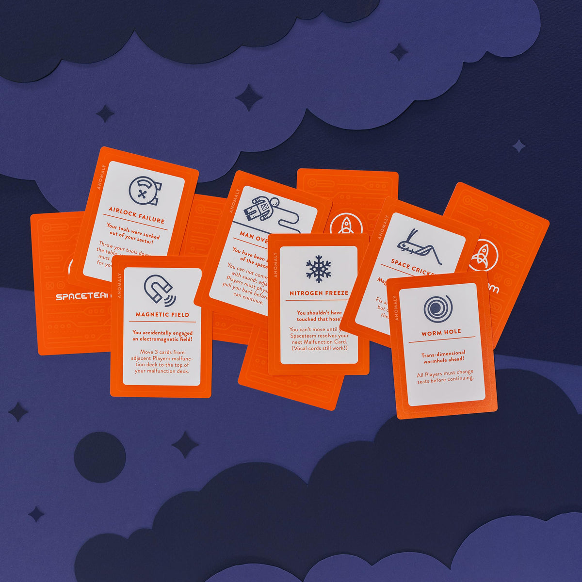 Stellar Factory Spaceteam waterproof cards close-up highlights tear resistance